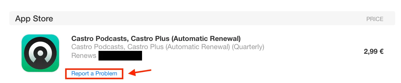 Rechnung mit Problem melden